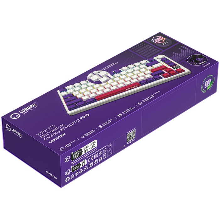 LORGAR Gaming Keyboard KBP7075W Pro Wireless 75% White RU