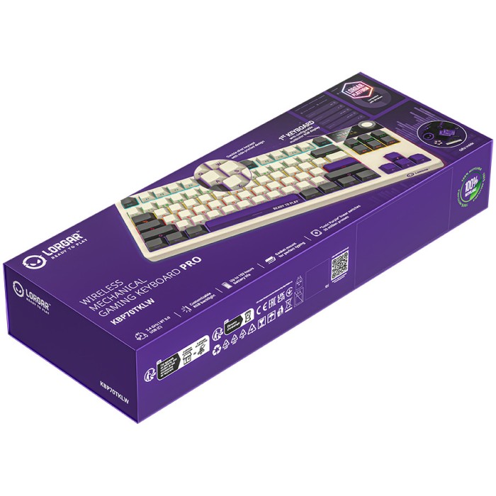 LORGAR KBP70TKLW, Wireless TKL Mechanical Gaming Keyboard Pro, Beige, EN/RU layout