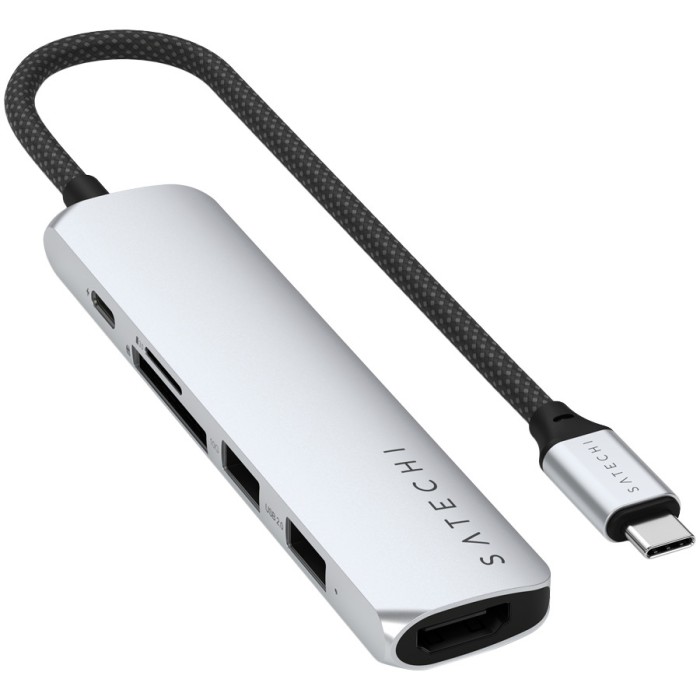 SATECHI 6-in-1 USB-C Slim Multiport Adapter (Silver)