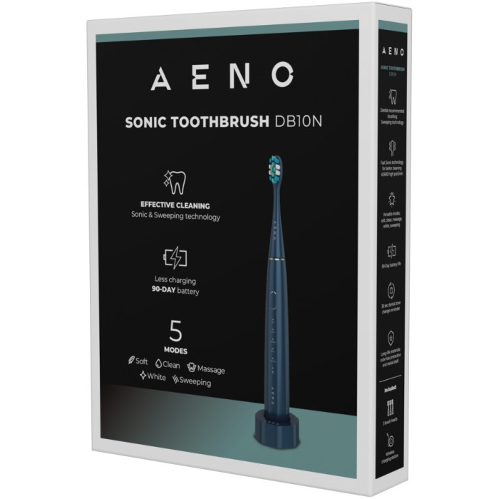 Wireless Tooth Brush, Navy Blue, 3 Brush Heads, 1400mAh, Function: Soft, Clean, Massage, White, Sweep