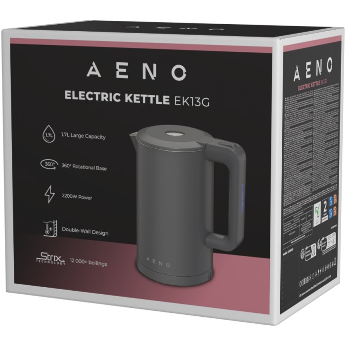 Electric Kettle, gray, 220-240V, 1850-2200W, 1.7L, strix controller
