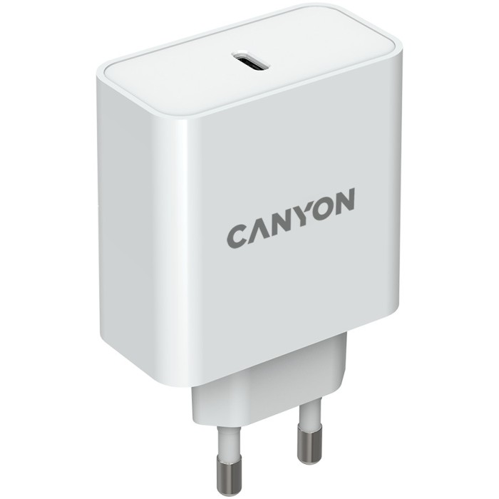 CANYON H-65, GAN 65W charger  Input:  100V-240V Output: 5.0V3.0A /9.0V3.0A /12.0V-3.0A/ 15.0V-3.0A /20.0V3.25A , Eu plug, Over- Voltage ,  over-heated, over-current and short circuit protection Compliant with CE RoHs,ERP. Size: 53*53*29mm, 110g, White