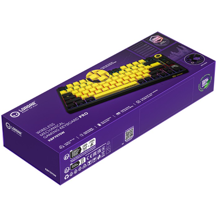 LORGAR Gaming Keyboard KBP7075W Pro Wireless 75% Yellow RU