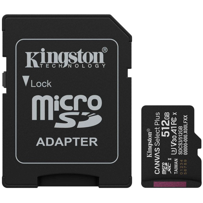 Kingston 512GB microSDXC Canvas Select Plus Gen3 150MB/s A1 Card + Adapter