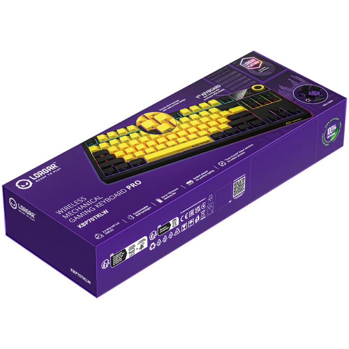 LORGAR Gaming Keyboard KBP70TKLW Pro Wireless Yellow RU
