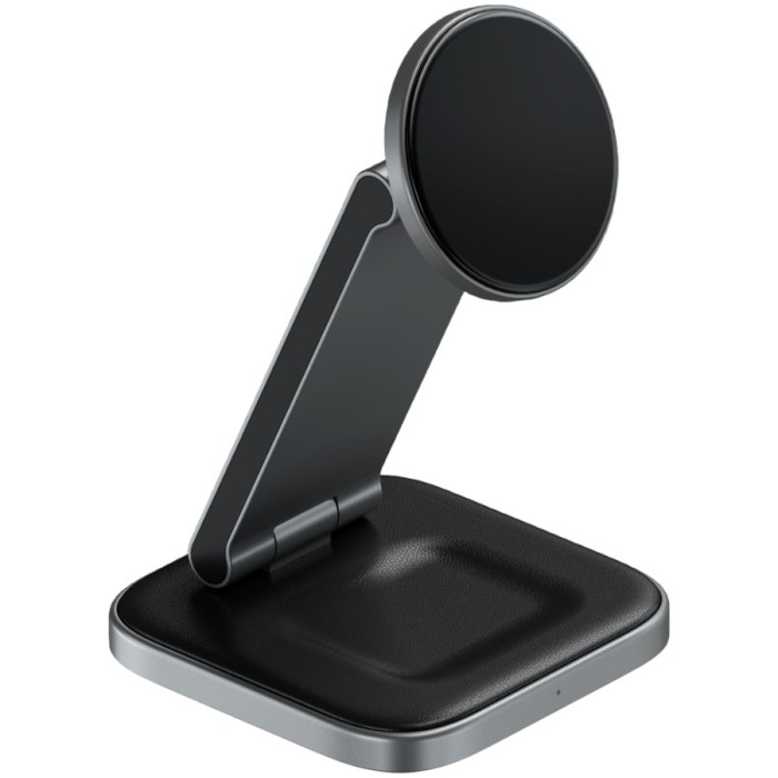 SATECHI 3-in-1 Foldable Qi2 Wireless Charging Stand (Space Gray) with Type A,C,G plugs
