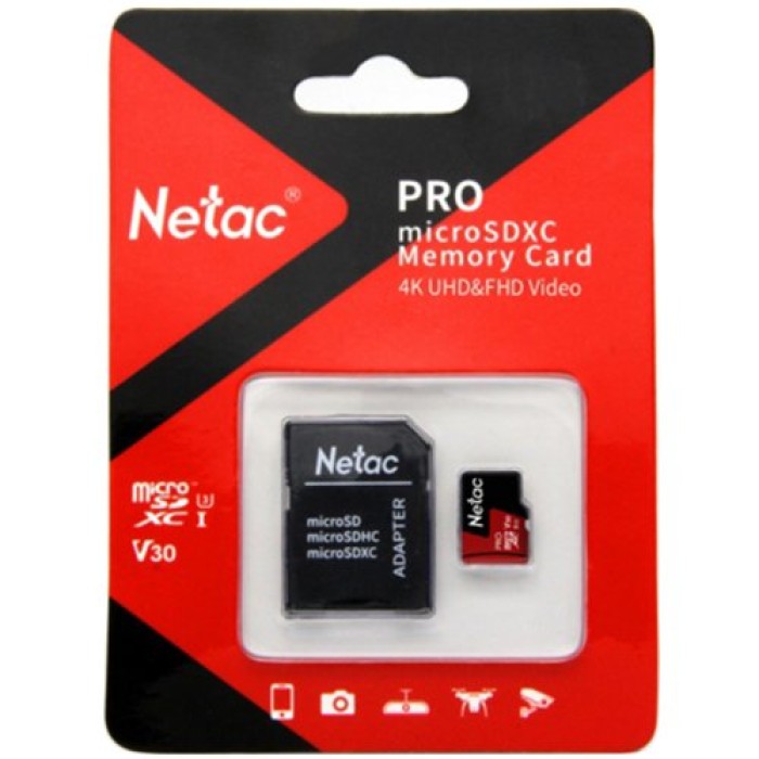 Netac MicroSD card P500 Extreme Pro 128GB, retail version w/SD adapter