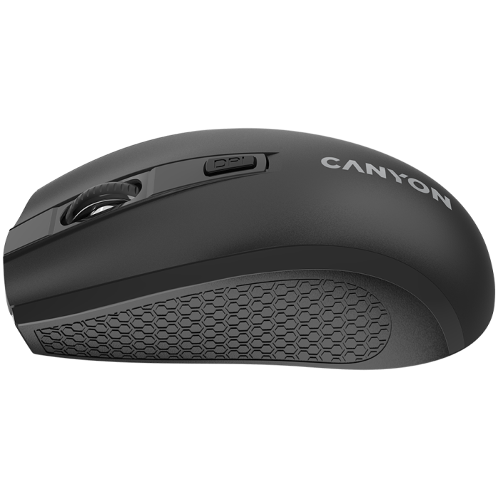 CANYON MW-7, 2.4Ghz wireless mouse, 4 buttons, DPI 800/1200/1600, with 1 AA battery ,size 110*60*37mm,58g,black