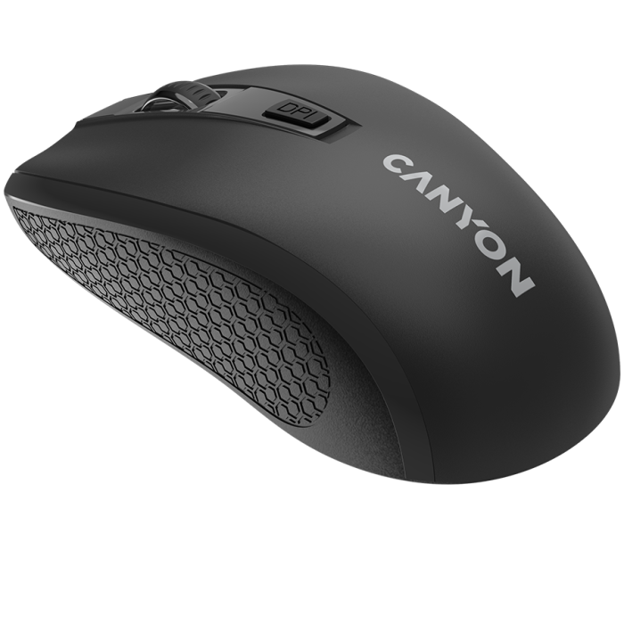 CANYON MW-7, 2.4Ghz wireless mouse, 4 buttons, DPI 800/1200/1600, with 1 AA battery ,size 110*60*37mm,58g,black