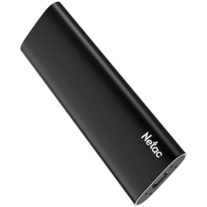 Netac Z SLIM Black USB 3.2 Gen 2 Type-C External SSD 250GB, R/W up to 550MB/480MB/s,with USB-C to USB-A cable and USB-A to USB-C adapter