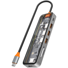 CANYON hub DS-13 7in1 4k USB-C Transparent Space Grey