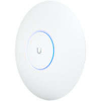 UBIQUITI U6 Pro; WiFi 6; 6 spatial streams; 140 m² (1,500 ft²) coverage; 350+ connected devices; Powered using PoE; GbE uplink.