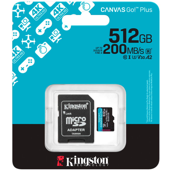 Карта памяти Kingston SDCG4/512GB Canvas Go Plus A2 U3 V30 512GB