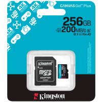 Kingston 256GB microSDXC Canvas Go Plus Gen4 200MB/s A2 U3 V30 Card + Adapter