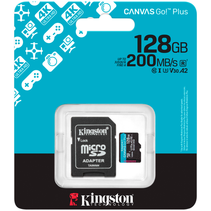 Карта памяти Kingston SDCG4/128GB Canvas Go Plus A2 U3 V30 128GB