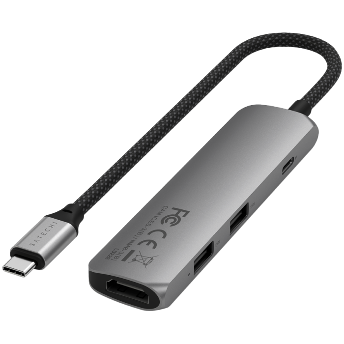 SATECHI 4-in-1 USB-C Slim Multiport Adapter 4K (Space Grey)