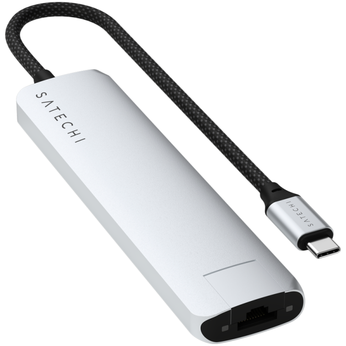 SATECHI 7-in-1 USB-C Slim Multiport Adapter with Ethernet (Silver)