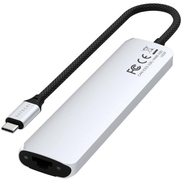 SATECHI 7-in-1 USB-C Slim Multiport Adapter with Ethernet (Silver)