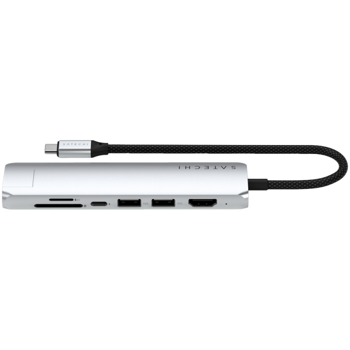 SATECHI 7-in-1 USB-C Slim Multiport Adapter with Ethernet (Silver)