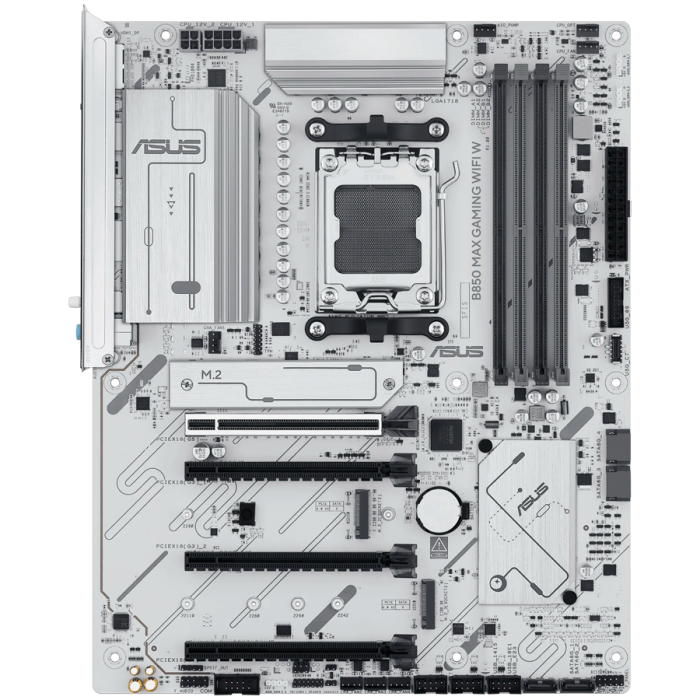 ASUS Main Board Desktop Socket AM5 AMD B850 Chipset 4 xDIMM slots,DDR5 1 x DisplayPort 1 x HDMI port 1 x PCIe 5.0 x16 slot(supports x16 mode) 1 x Wi-Fi module 3 x M.2 4 x SATA ATX Form Factor