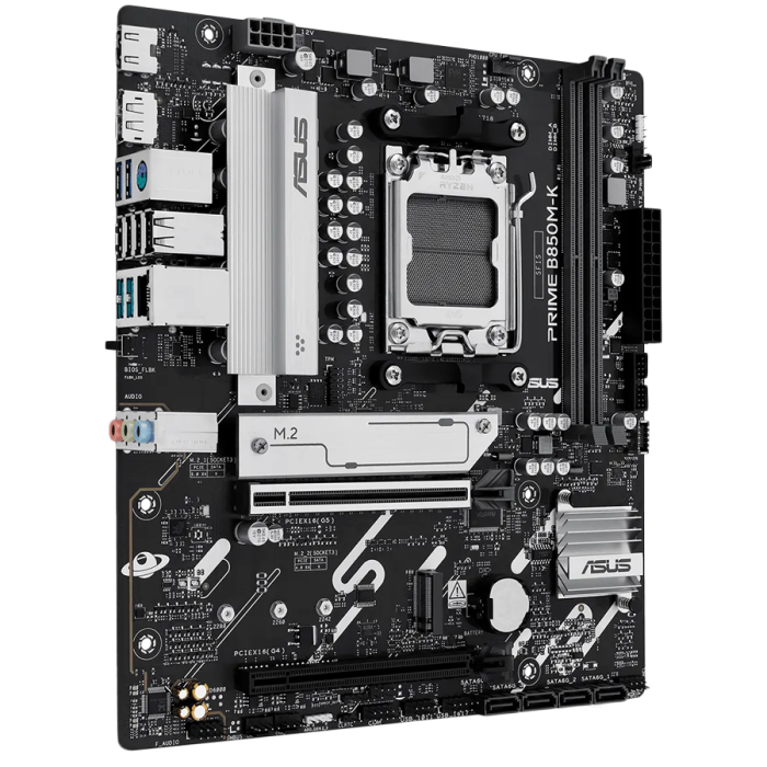 ASUS Main Board Desktop Socket AM5 AMD B850 Chipset 2 x DIMM slots, max. 128GB, DDR5 1 x DisplayPort 1 x HDMI 2 x M.2 4 x SATA micro-ATX Form Factor