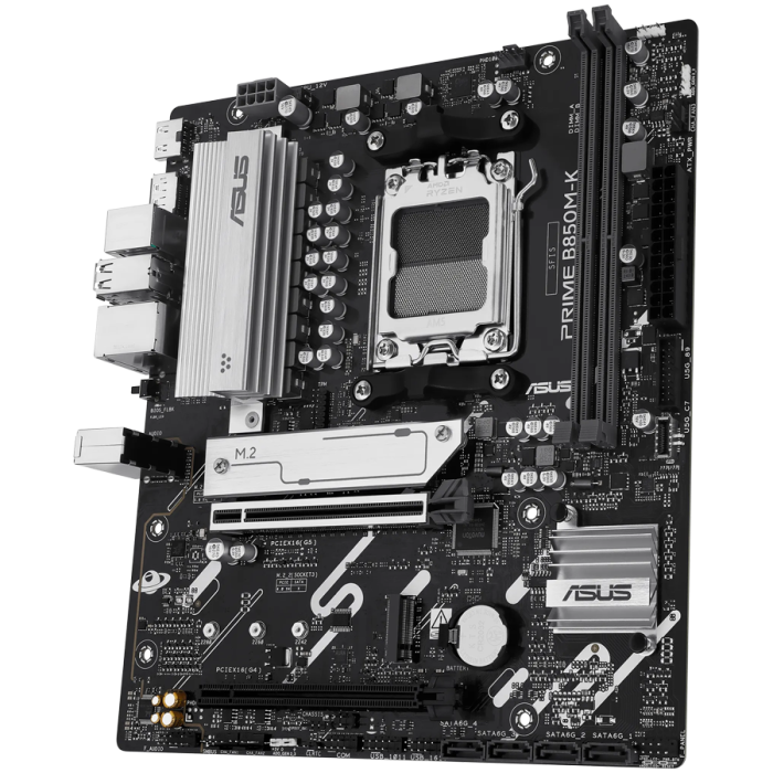 ASUS Main Board Desktop Socket AM5 AMD B850 Chipset 2 x DIMM slots, max. 128GB, DDR5 1 x DisplayPort 1 x HDMI 2 x M.2 4 x SATA micro-ATX Form Factor