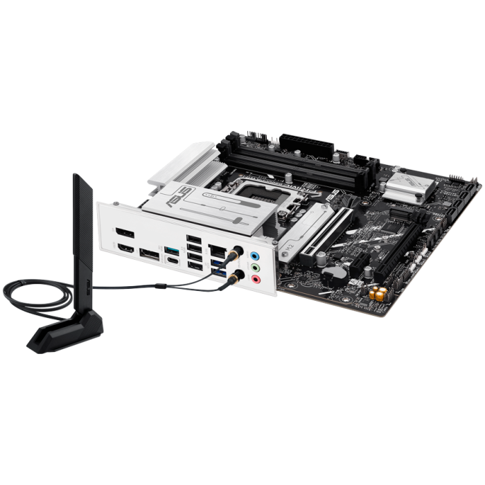 ASUS Main Board Desktop LGA1851 Intel B860 Chipset 4 x DIMM slots, max. 256GB, DDR5 2 x DisplayPort 1 x HDMI 1 x Wi-Fi module 2 x M.2 slots 4 x SATA micro-ATX Form Factor