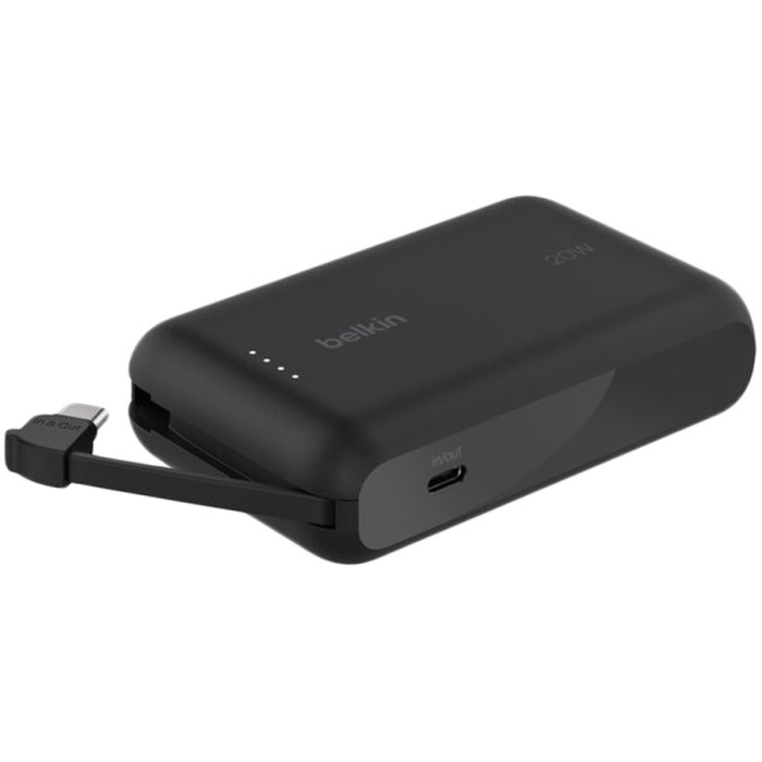 BELKIN 10k PD20w Integrated USB-C Cable Power Bank, Black