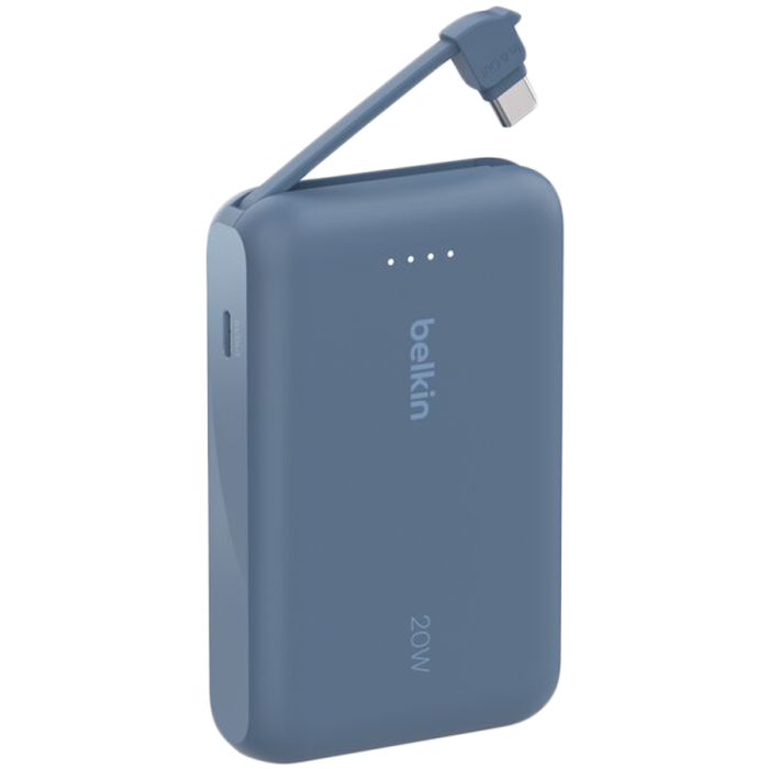 BELKIN 10k PD20w Integrated USB-C Cable Power Bank, Blue