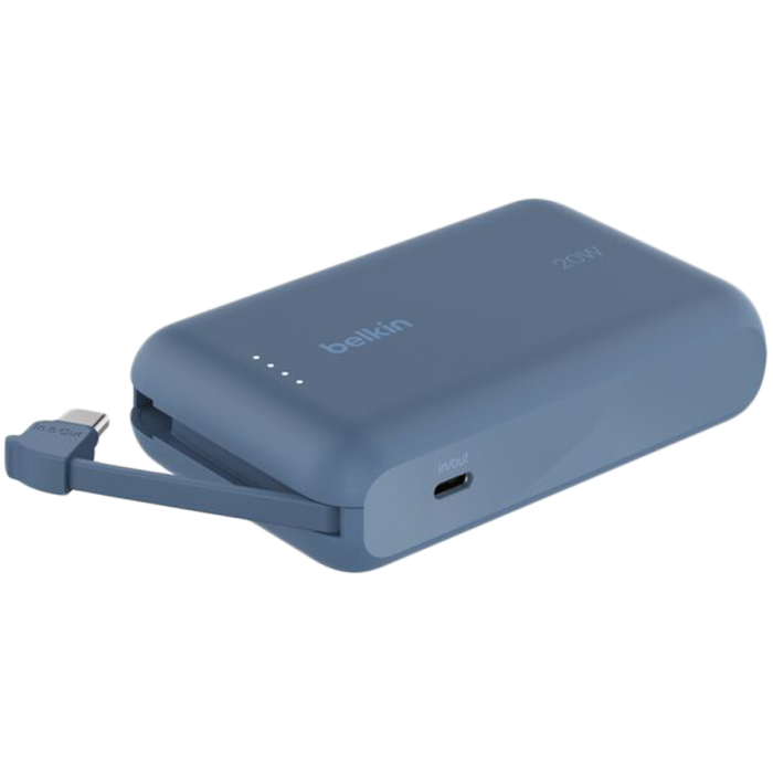 BELKIN 10k PD20w Integrated USB-C Cable Power Bank, Blue
