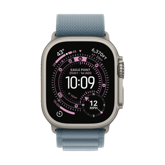 49mm Light Blue Alpine Loop - Large - Natural Titanium Finish