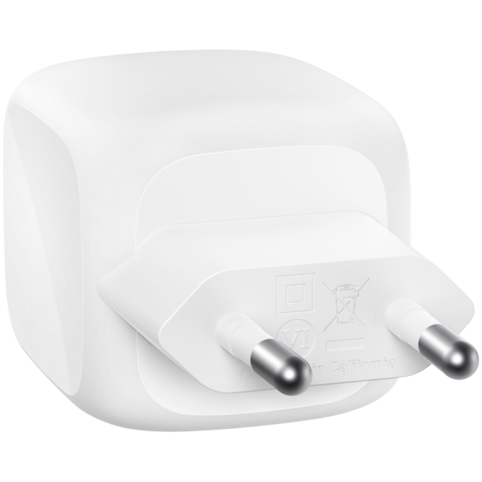 BELKIN 50w Dual USB-C PD wall Charger with PPS, White