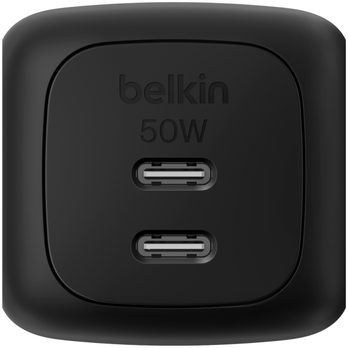 BELKIN 50w Dual USB-C PD wall Charger with PPS, Black