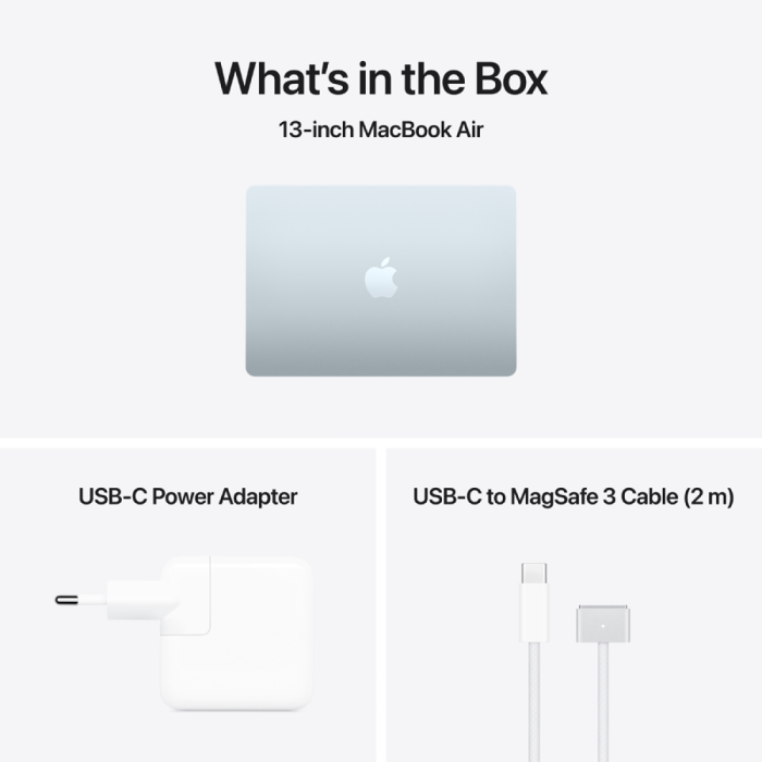 13-inch MacBook Air: Apple M5 chip with 10-core CPU and 8-core GPU, 16GB, 512GB SSD - Sky Blue,Model A3449
