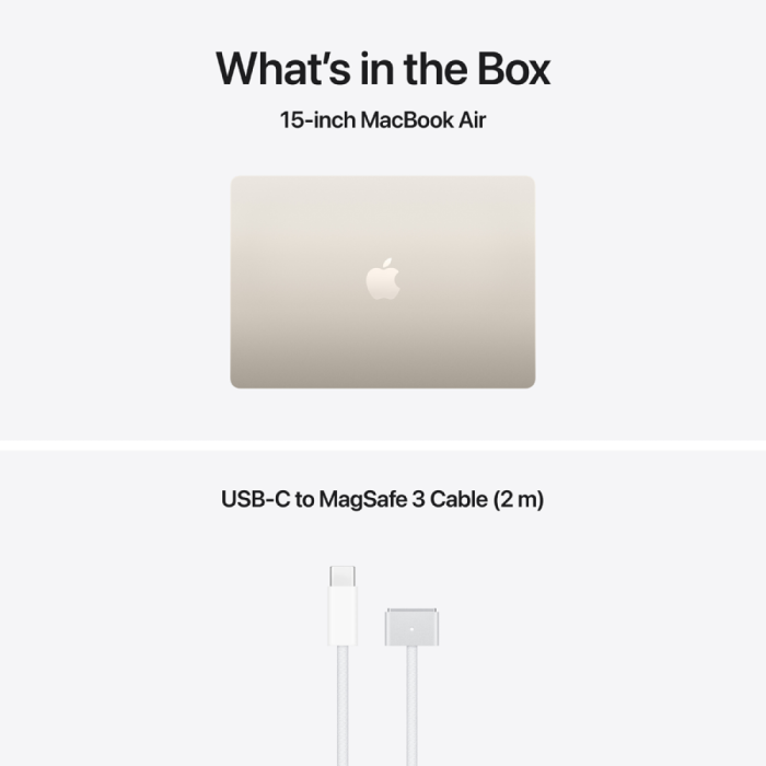 15-inch MacBook Air: Apple M5 chip with 10-core CPU and 10-core GPU, 24GB, 1TB SSD - Starlight,Model A3448