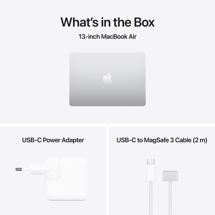 MacBook Air 13-inch,Silver,Model A3449,M5 CHIP WITH 10C CPU,10C GPU,32GB unified memory,35W Dual USB-C Power Adapter,1TB SSD storage,Two Thunderbolt 4 Ports,Touch ID,Liquid Retina display,Force Touch Trackpad, KEYBOARD-SUN