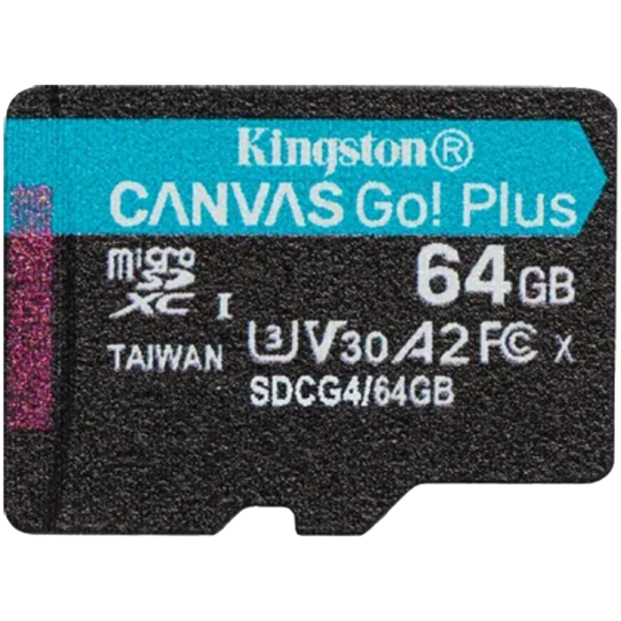 Kingston 64GB microSDXC Canvas Go Plus Gen4 200MB/s A2 U3 V30 Card