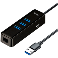 Netac USB Hub WF12, USB-A to USB3.0x3+RJ45+TypeC 5V