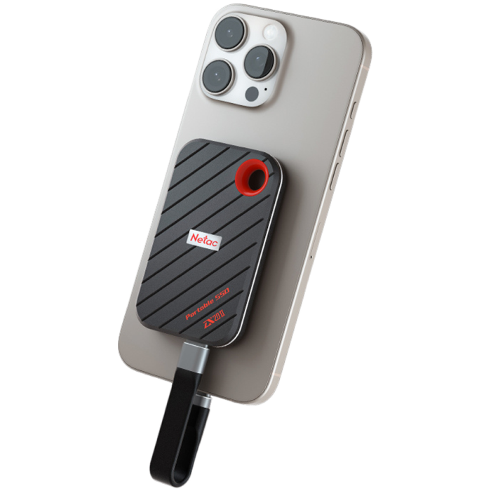 Netac ZX20 II USB 3.2 Gen 2 Type-C External Magnetic Portable SSD 1TB, sequential R/W up to 2000MB/1800MB/s, with USB C to A cable and 20Gbps USB C to C cable