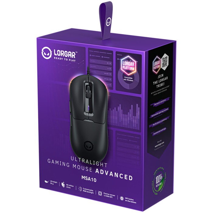 LORGAR Gaming Mouse MSA10 Advanced Wired PixArt 3311 Black