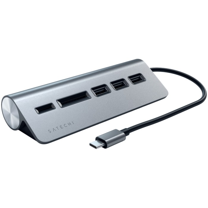 SATECHI Type-C Aluminum USB 3.0 Hub & Card Reader Space Gray