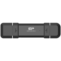 Silicon Power 500GB DS72 Dual USB-C/USB 3.2 Gen 2, Portable External SSD, Steam Deck and iPhone 15 Pro, R/W: up to 1050MB/s; 850MB/s, Black