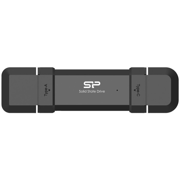 Silicon Power 500GB DS72 Dual USB-C/USB 3.2 Gen 2, Portable External SSD, Steam Deck and iPhone 15 Pro, R/W: up to 1050MB/s; 850MB/s, Black