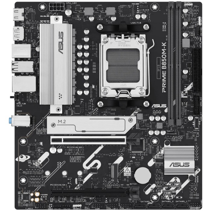 ASUS Main Board Desktop Socket AM5 AMD B850 Chipset 2 x DIMM slots, max. 128GB, DDR5 1 x DisplayPort 1 x HDMI 2 x M.2 4 x SATA micro-ATX Form Factor