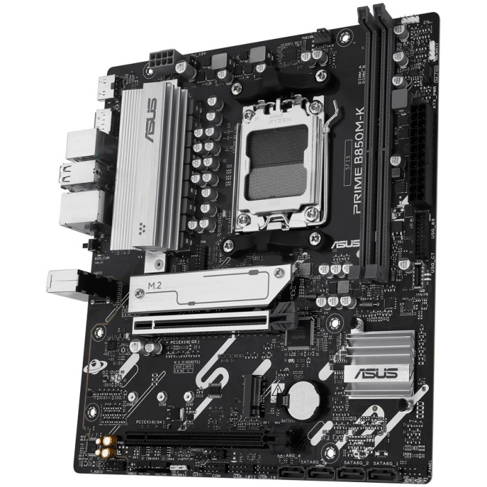 ASUS Main Board Desktop Socket AM5 AMD B850 Chipset 2 x DIMM slots, max. 128GB, DDR5 1 x DisplayPort 1 x HDMI 2 x M.2 4 x SATA micro-ATX Form Factor