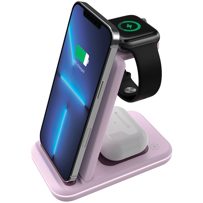 CANYON wireless charger WS-304 15W 3in1 Iced Pink