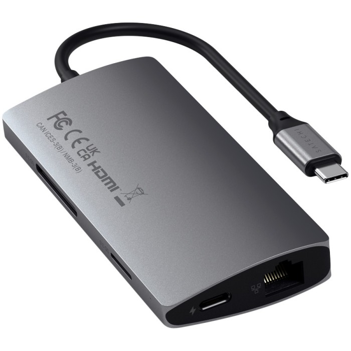 SATECHI Type-C Multi-Port Adapter 4K with Ethernet V2 Space Gray