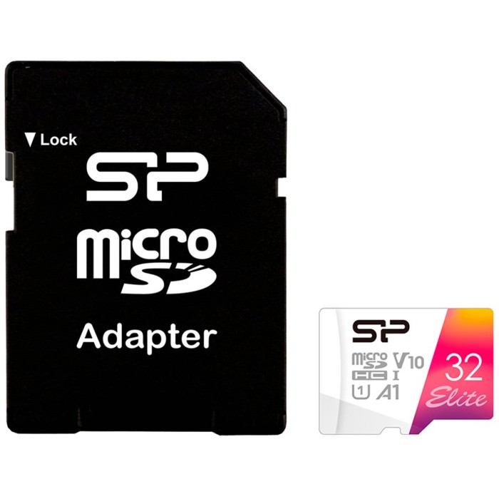 SILICON POWER Elite Colorful  32GB microSD,  V10, U1, A1  Read speeds up to 100 MB/s  with adapter