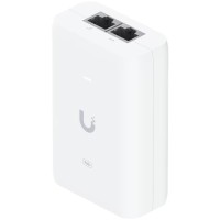 Ubiquiti U-POE+ adapter 30W, powers UniFi PoE+ devices, reduce dependency on PoE switch power, Contains RJ45 data input, AC cable with earth ground, and PoE+ output