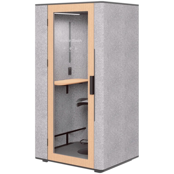 WorkBooth One Premium light grey felt, natural oak
